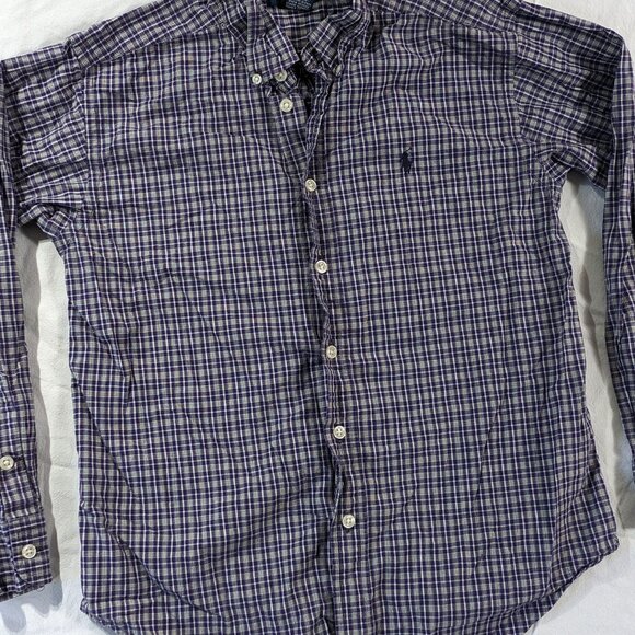 RALPH LAUREN BUTTON UP FRONT KID'S SZ MEDIUM 12/14 PURPLE LONG SLEEVE SHIRT BOYS - Picture 2 of 16